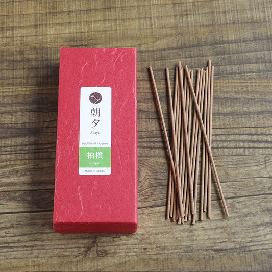 Asayu 日本淡路島天然杜松線香|低煙傳統・清新木質・夜晚舒緩|Incense Sticks
