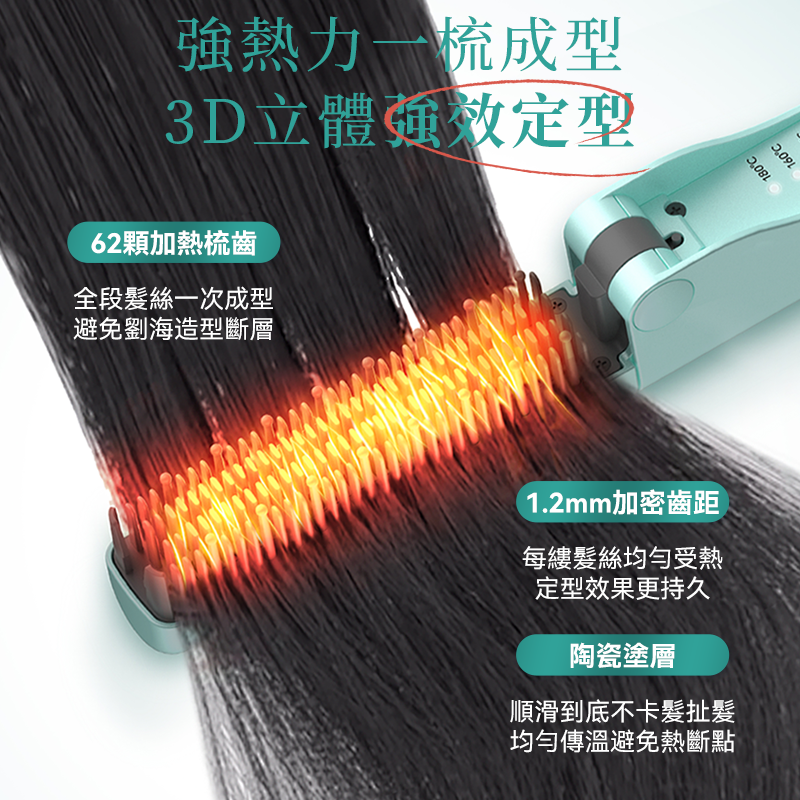 JUJY 無線迷你折疊造型梳|劉海髮尾整理・三檔恆溫・160g輕巧便攜