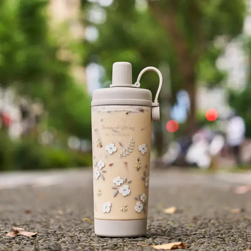 台灣Ricocafe 咖啡保溫杯暖壺 900ml TRITAN 四季花語透明杯 PriseMall