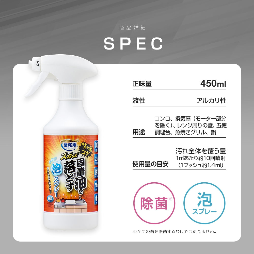 AIMEDIA 日本製業務用固著油污泡沫清潔噴霧 450ml|抽油煙機・爐灶・焦垢清潔