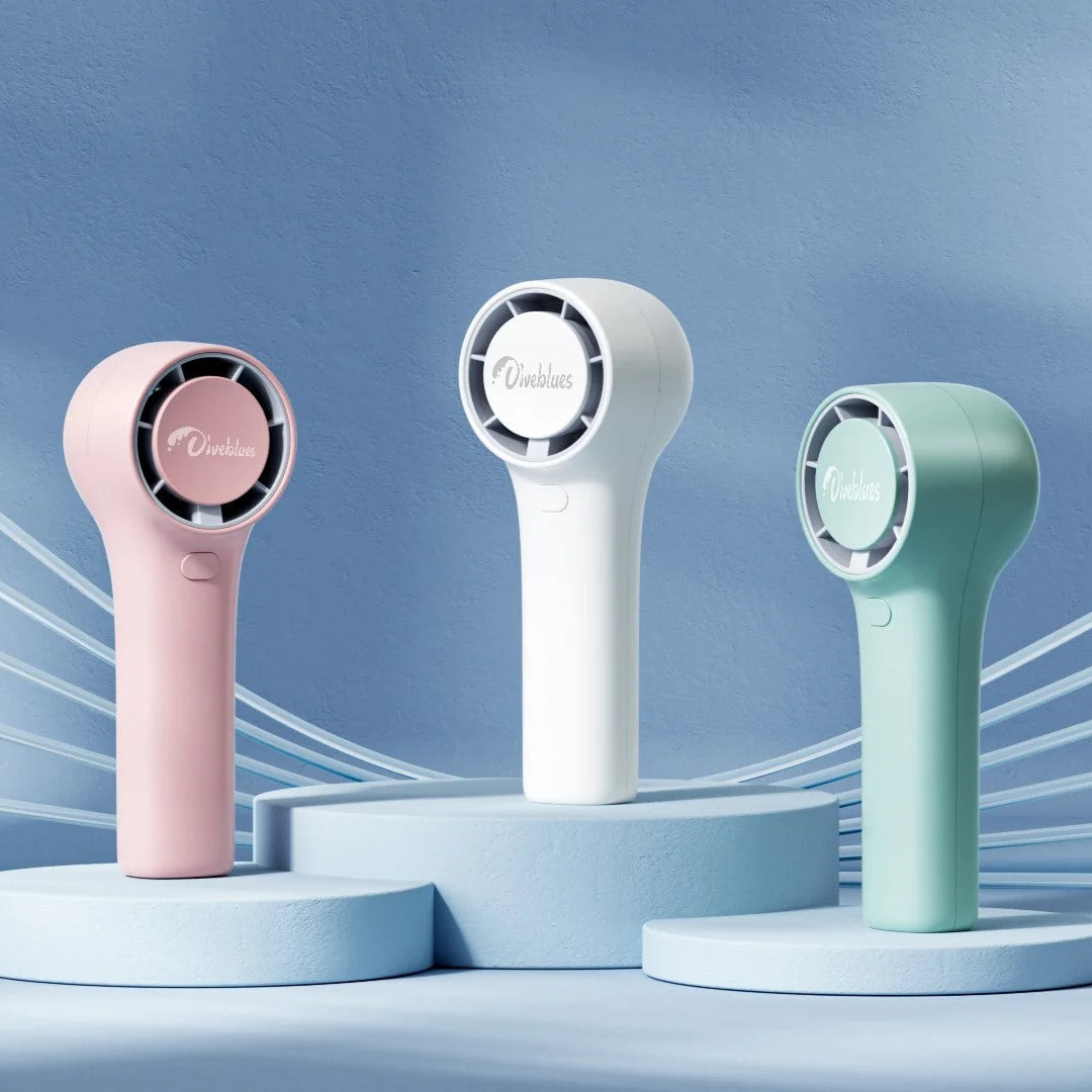 Diveblues Super-Mini Turbo Handheld Fan | 7.5m/s Strong Wind × 14500RPM × 12-Hour Battery Life | Available in Multiple Colors