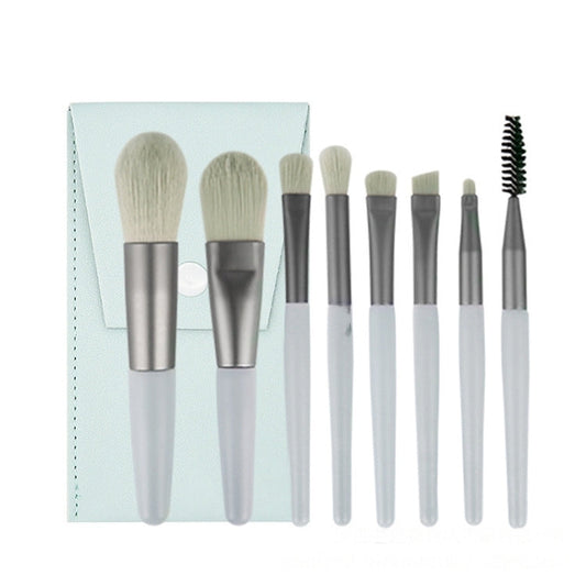 LOUISA 8-Piece Makeup Brush Set (Random Color) with Leather Pouch