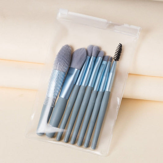 LOUISA Makeup Brush Set (8 Pcs) with PVC Bag (Random Color)