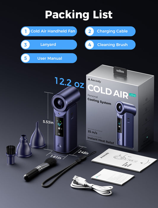 Aecooly Cold Air 高壓氣動冰霧風炮|10 秒降 10°C 風力冰霧雙重狂降 · 70,000 RPM 風速 25m/s · 雙磁吸風嘴【預售 下單後7~14日到貨】