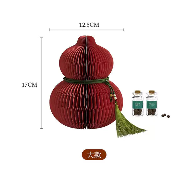 X-TEND Treasure Gourd Desktop Ornament | Kraft Paper Accordion Folding Structure × 3D Gourd Design × Lightweight & Collapsible for Space-Saving Storage | Auspicious Decor for Desks, Entryways, and Display Windows · Set of Two
