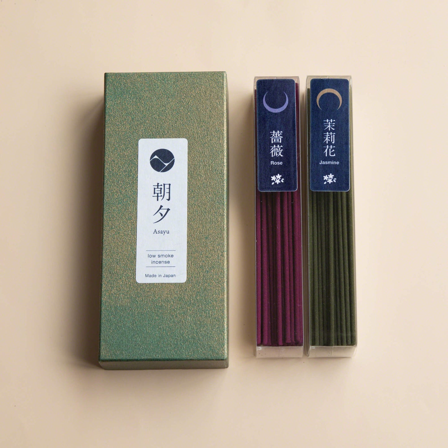 日本Asayu 兵庫縣 【花香組合 - 茉莉花 & 薔薇】低煙線香 40克 | 天然香氣 | 淨化療癒