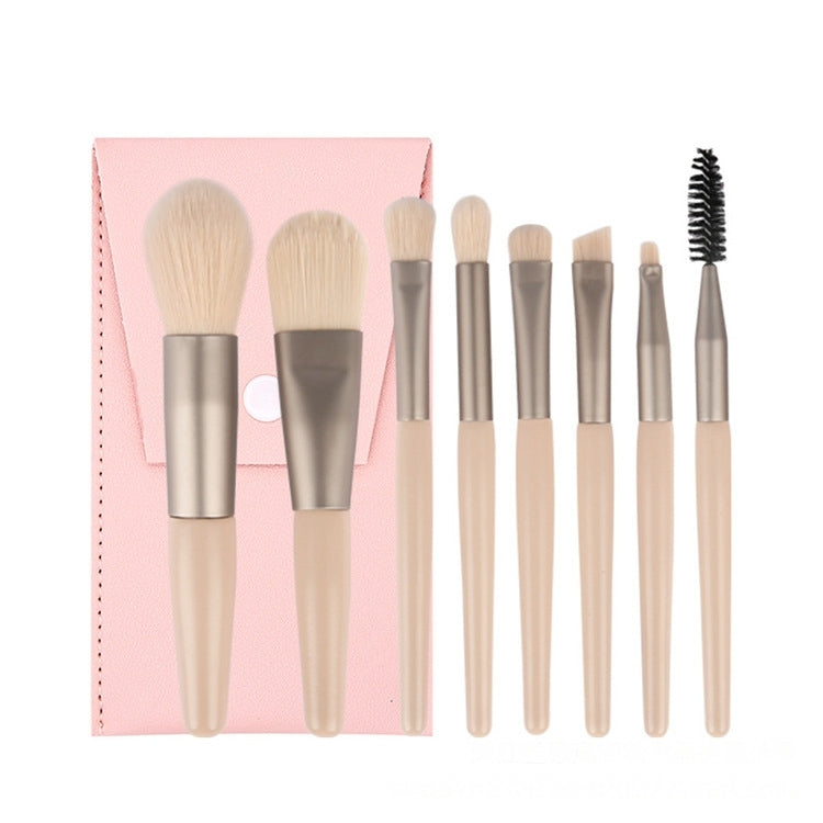 LOUISA 8-Piece Makeup Brush Set (Random Color) with Leather Pouch