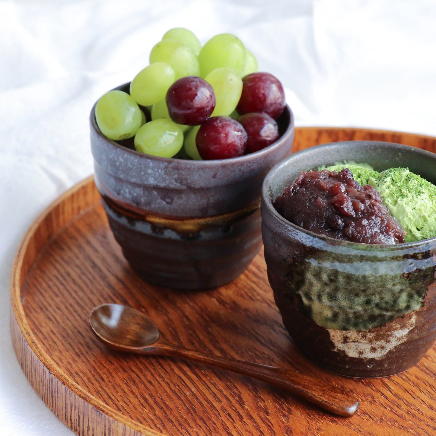 日本Asayu 【金屬暗啡色 2件裝】手繪釉面陶瓷茶杯套裝 | 日式美學 | 職人手作