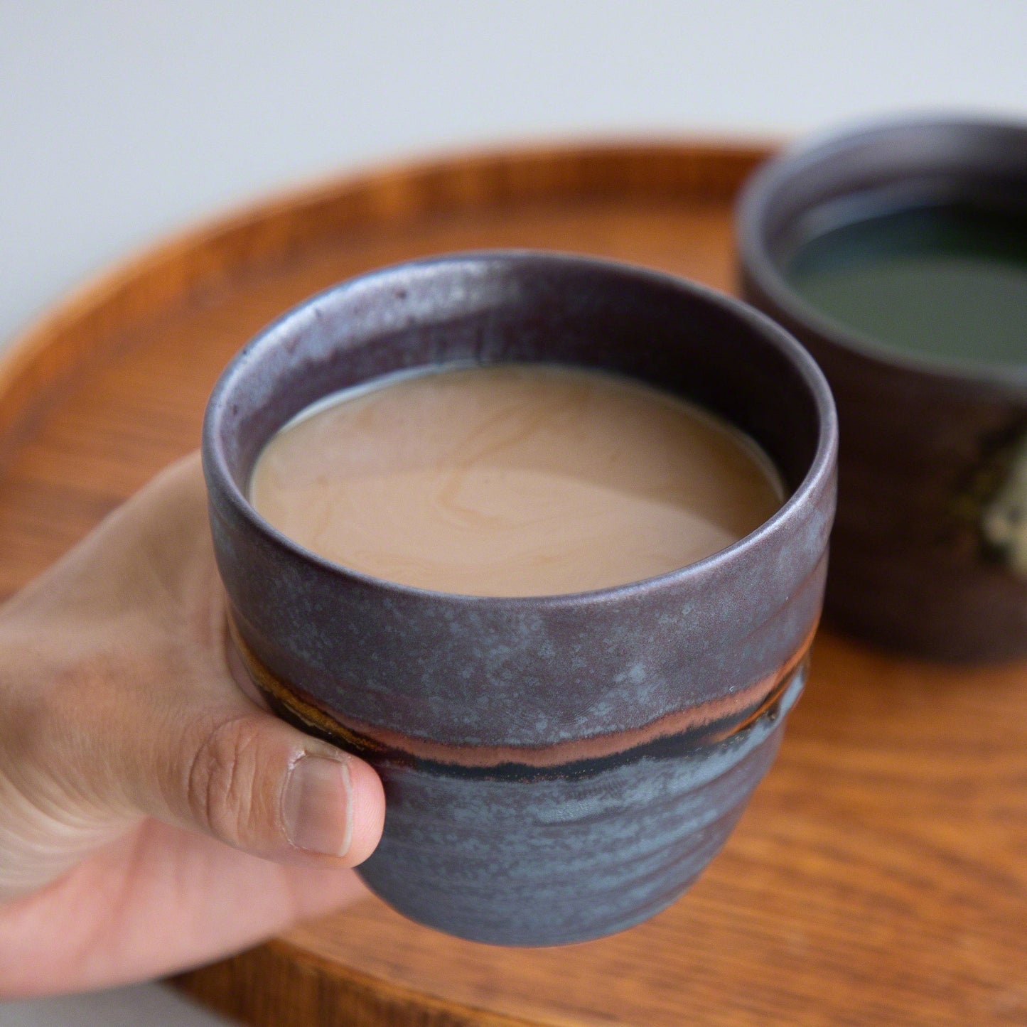 日本Asayu 【金屬暗啡色 2件裝】手繪釉面陶瓷茶杯套裝 | 日式美學 | 職人手作