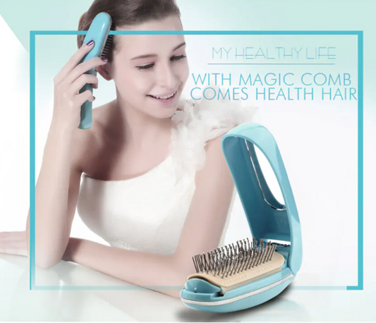 2-in-1 Hair Brush | 6000 vibrations/min sonic massage · Two-speed adjustment · Anti-static bristles · Foldable with mirror, portable | Magic Comb