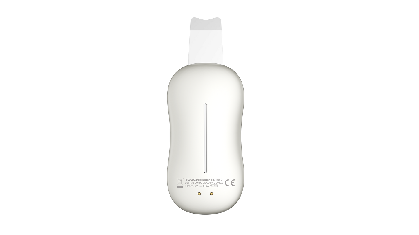 超聲波潔膚儀｜35,000Hz 超聲波 · 金屬刮刀雙面設計 · 深層清潔去黑頭 + 精華導入 · 無線充電底座 | Ultrasonic Beauty Device