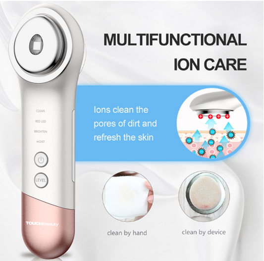 Beauty Device｜Positive and Negative Ion Export and Import · Photon Rejuvenation and Brightening · Human Body Current Induction · Magnetic Ring for Cotton Pad Fixation - Four-in-one Skincare | Cream Booster