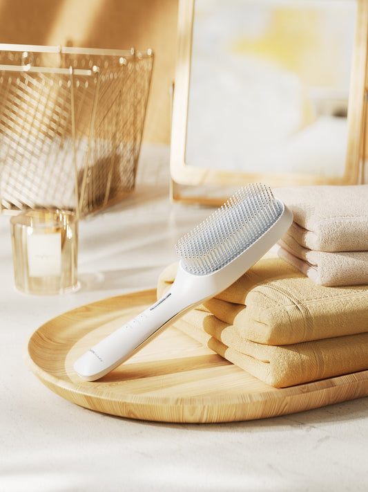 EMS Hair Growth Comb | Three-mode Scalp Care · EMS Microcurrent Activates Hair Follicles · 10 Million Negative Ions · 16,000 rpm Vibrational Massage