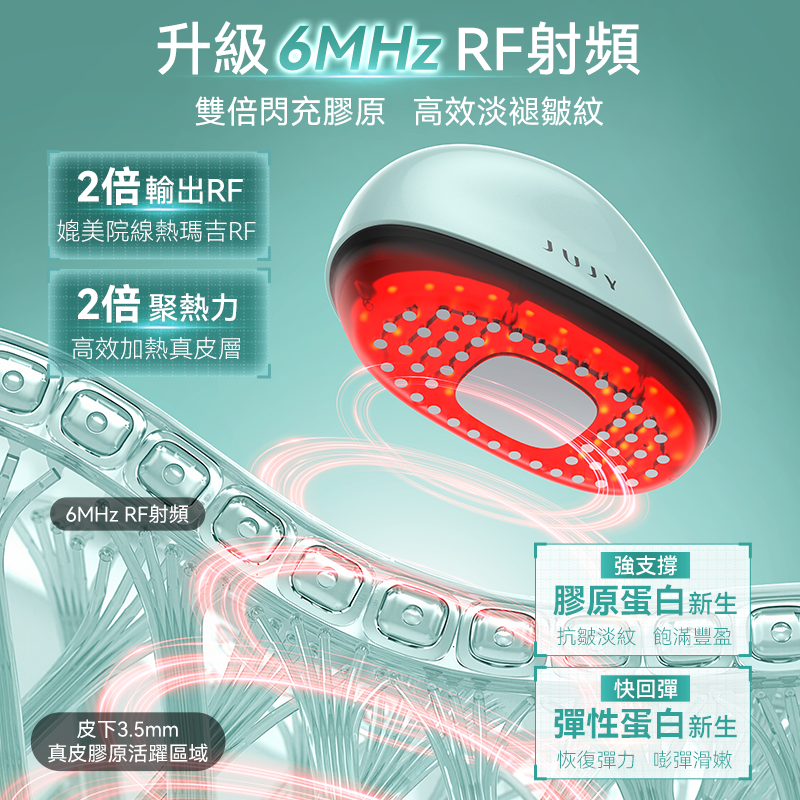 JUJY 小鯨玉 Pro 2.0 冰感緊緻淡紋射頻美容儀｜變頻RF・EMS・三色光護理