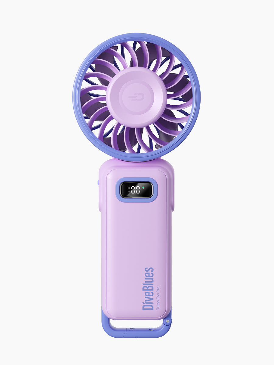Diveblues Fanzy Foldable Handheld Fan | 180° Rotation | 1-100 Gear Stepless Speed Adjustment | 5-in-1 Usage | Eight Colors | Hong Kong Official Goods