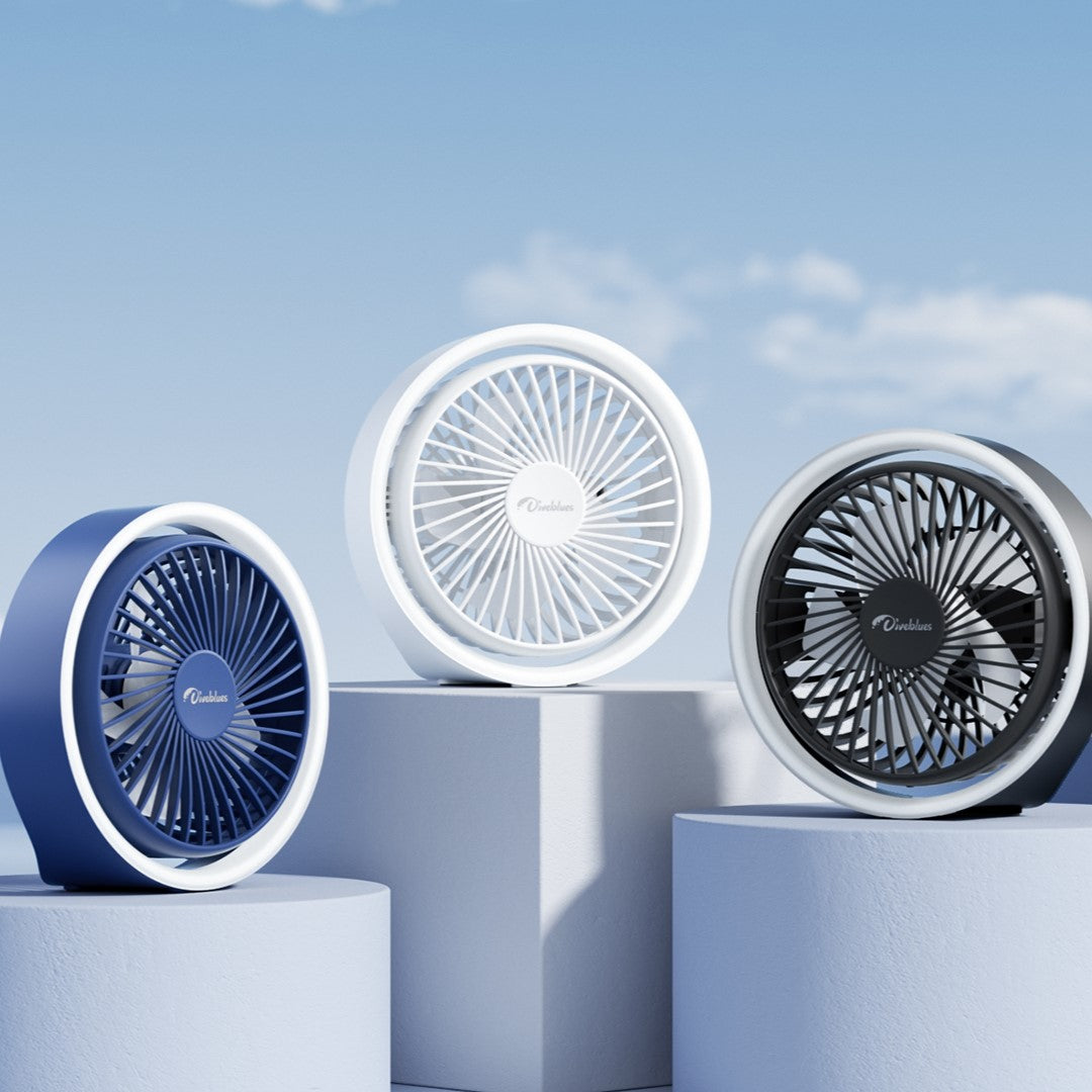 Desk Fan with LED Light | US Diveblues Mini Desk Fan with LED Light