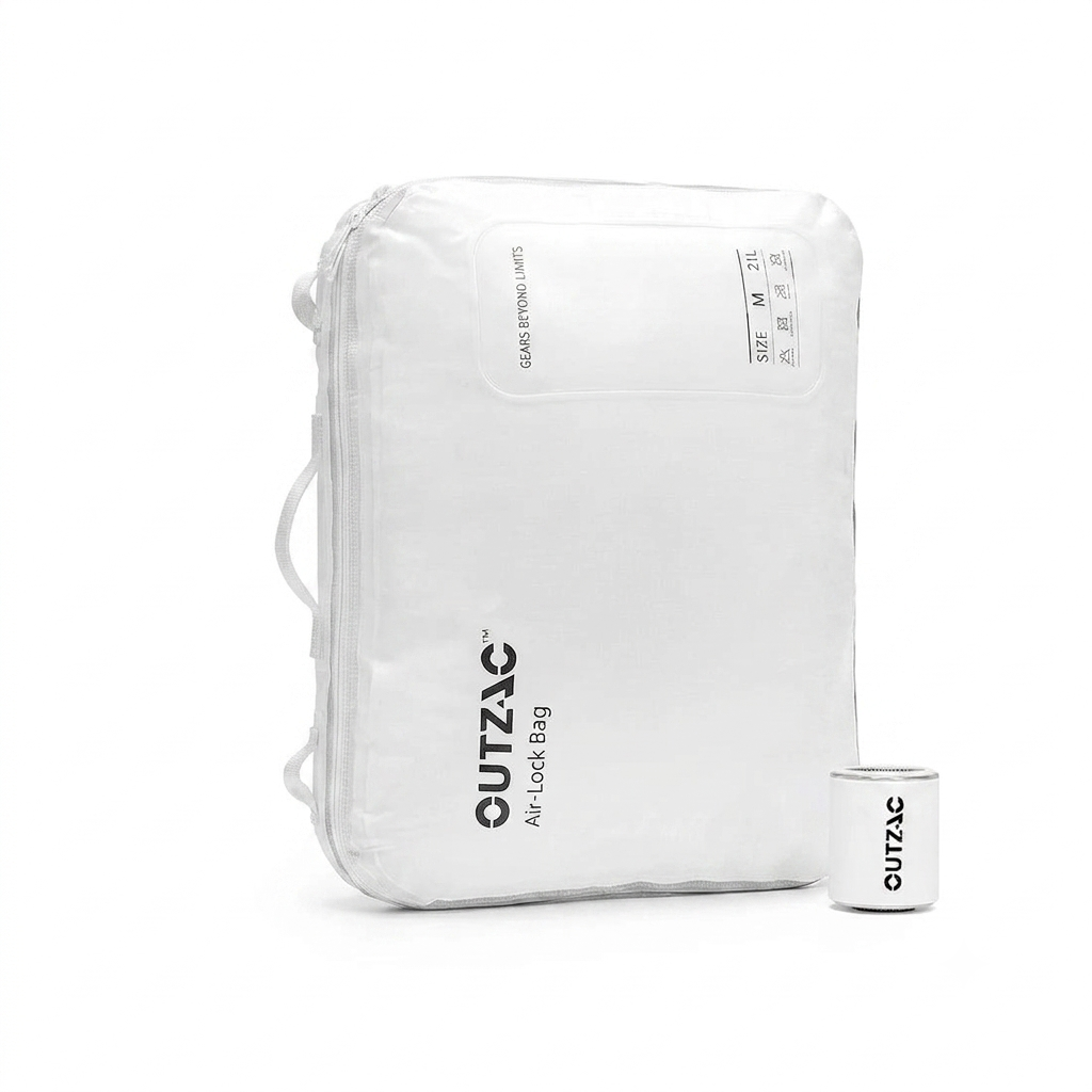 OUTZAC Pump X AIR LOCK BAG｜終極真空收納袋系統・60 秒壓縮 90% 空間・21L 大容量・可重複使用・防水防霉｜Travel Vacuum Storage Bag