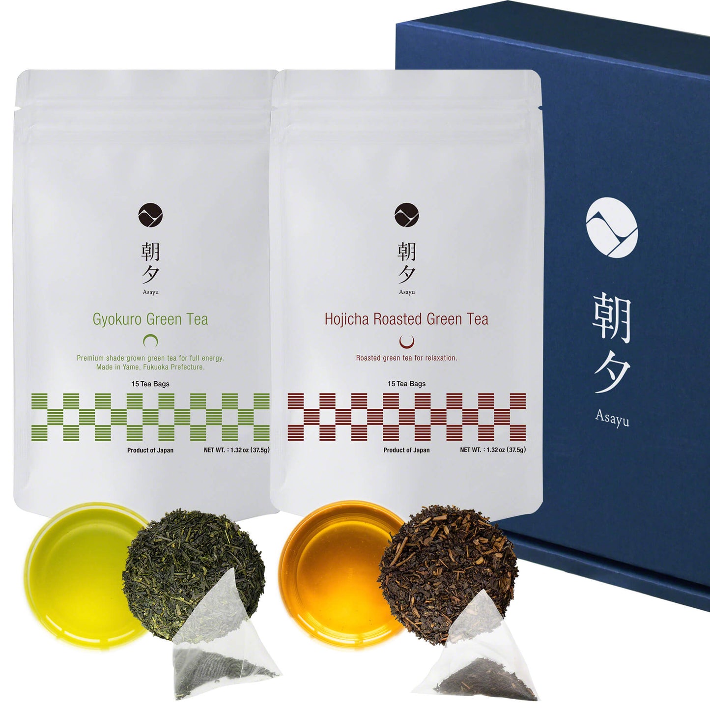 日本Asayu靜岡・富士山麓 朝夕茶韻禮盒（玉露與焙茶各15茶包） | 頂級茶葉 | 醇厚回甘