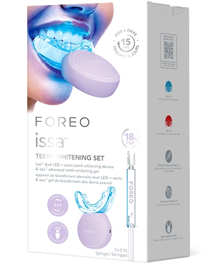 FOREO issa™ 牙齒美白套裝｜雙LED＋聲波儀＋18% PAP凝膠｜6天提亮10色階