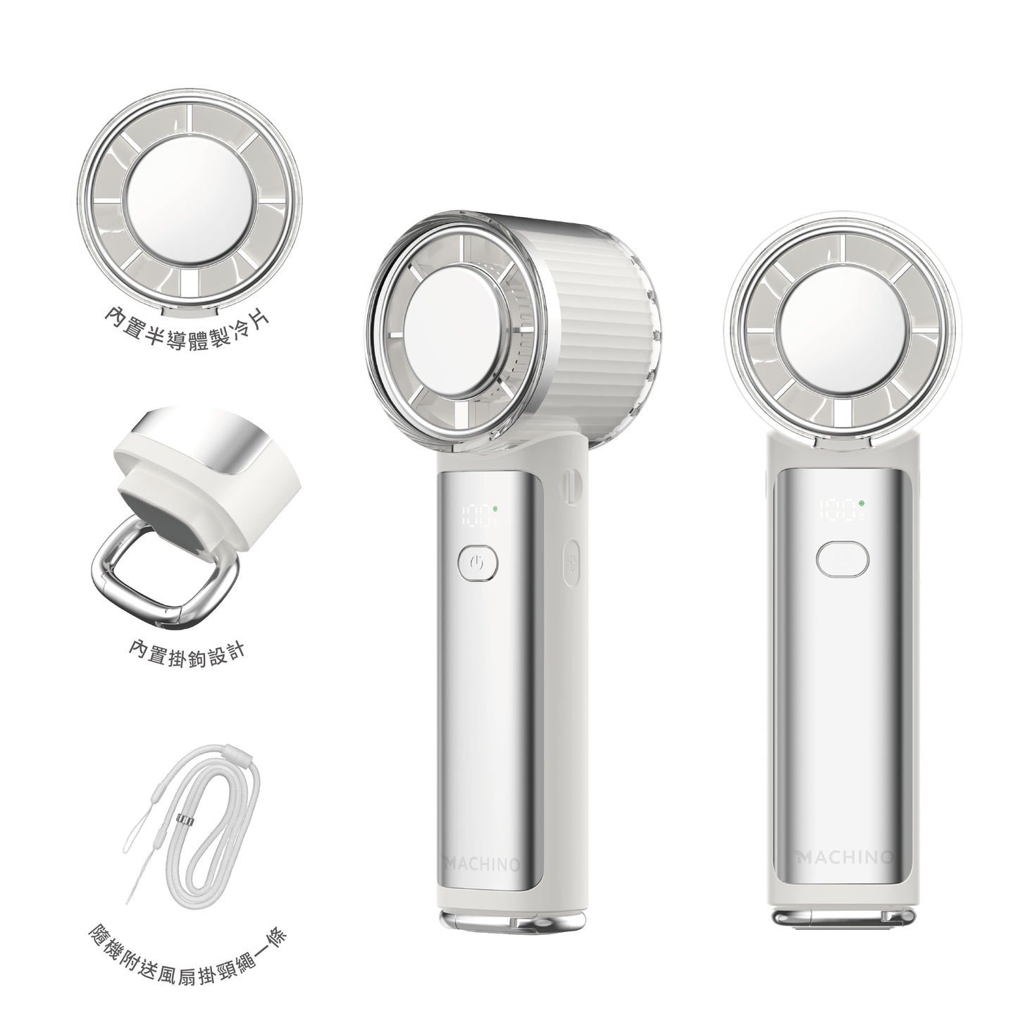 MACHINO M16 Foldable Cooling Handheld Fan | 100 Speeds | Ice Compress Cooling | 5000mAh | Handheld, Neck-mounted, and Desk Use