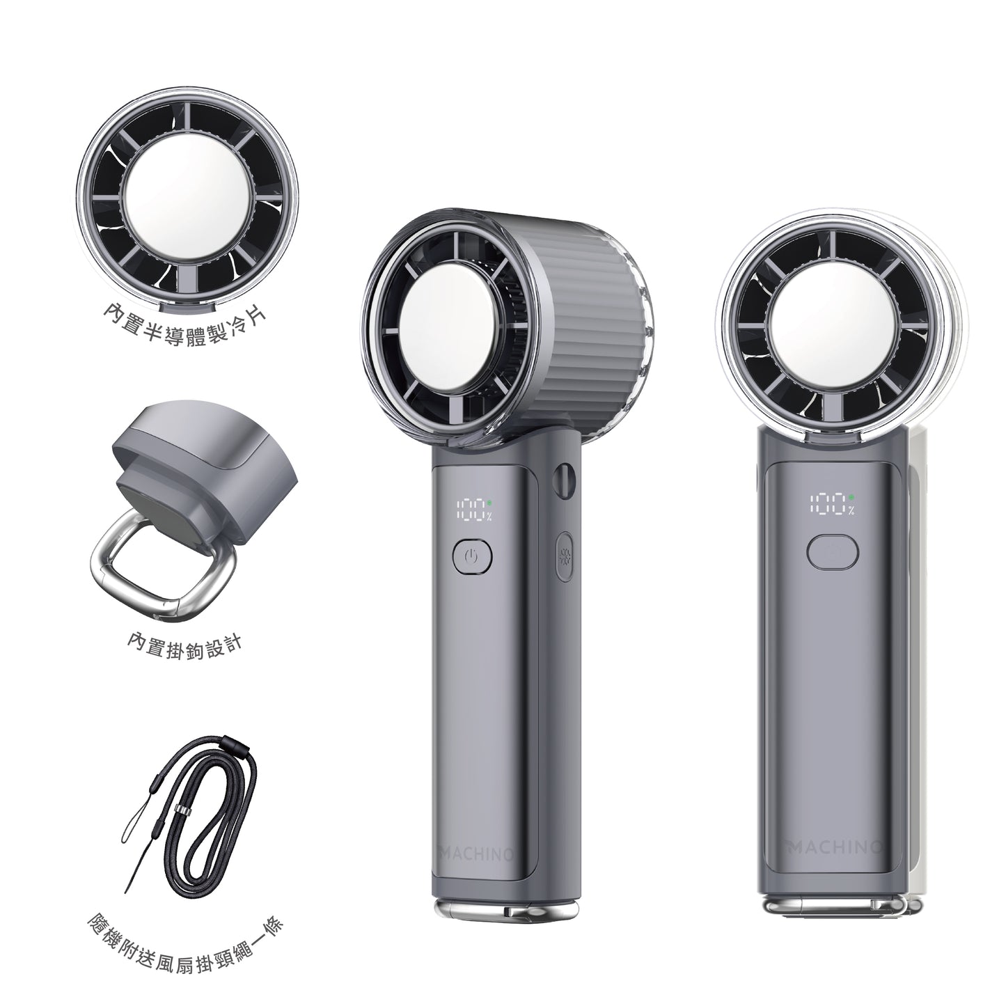 MACHINO M16 Foldable Cooling Handheld Fan | 100 Speeds | Ice Compress Cooling | 5000mAh | Handheld, Neck-mounted, and Desk Use