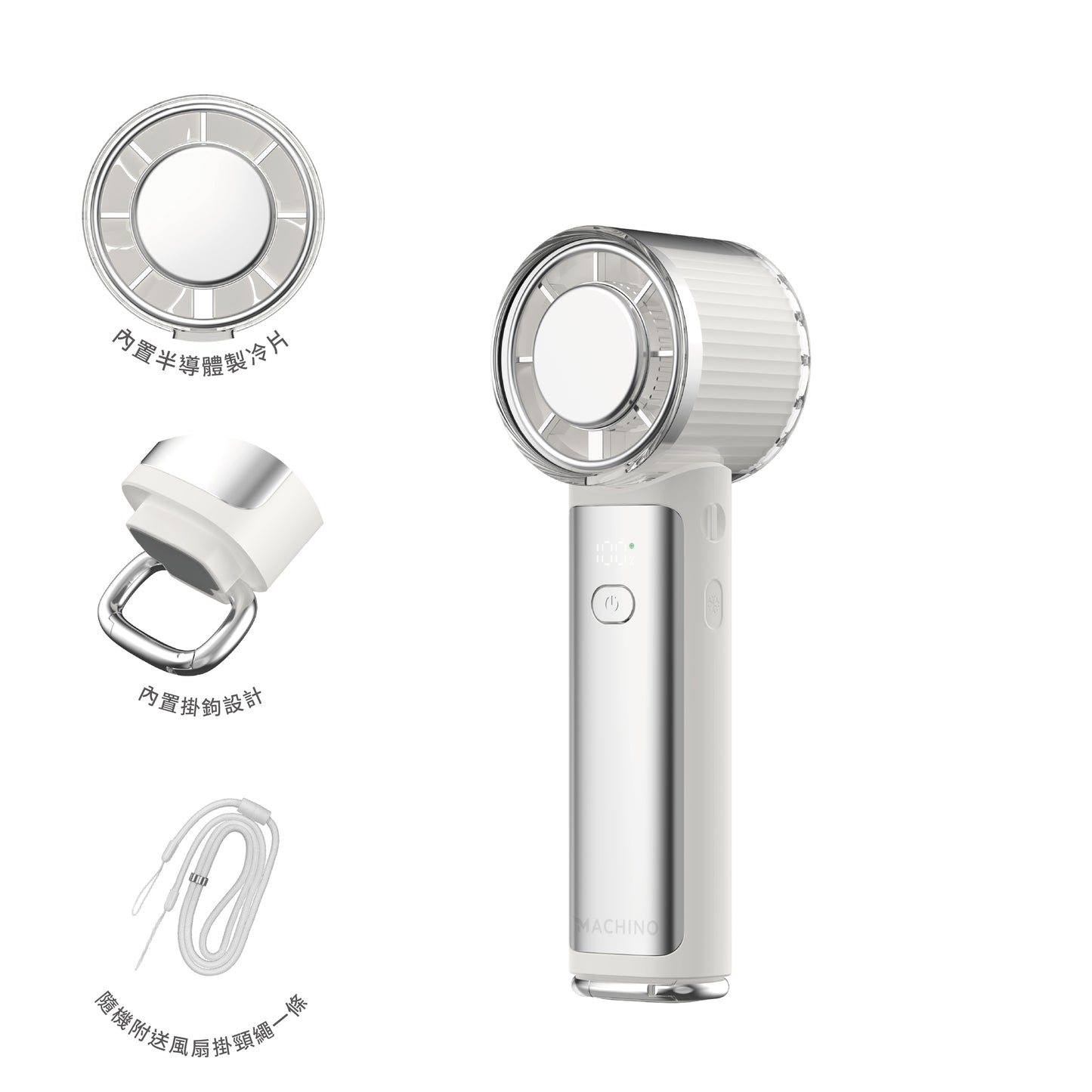 MACHINO M16 Foldable Cooling Handheld Fan | 100 Speeds | Ice Compress Cooling | 5000mAh | Handheld, Neck-mounted, and Desk Use