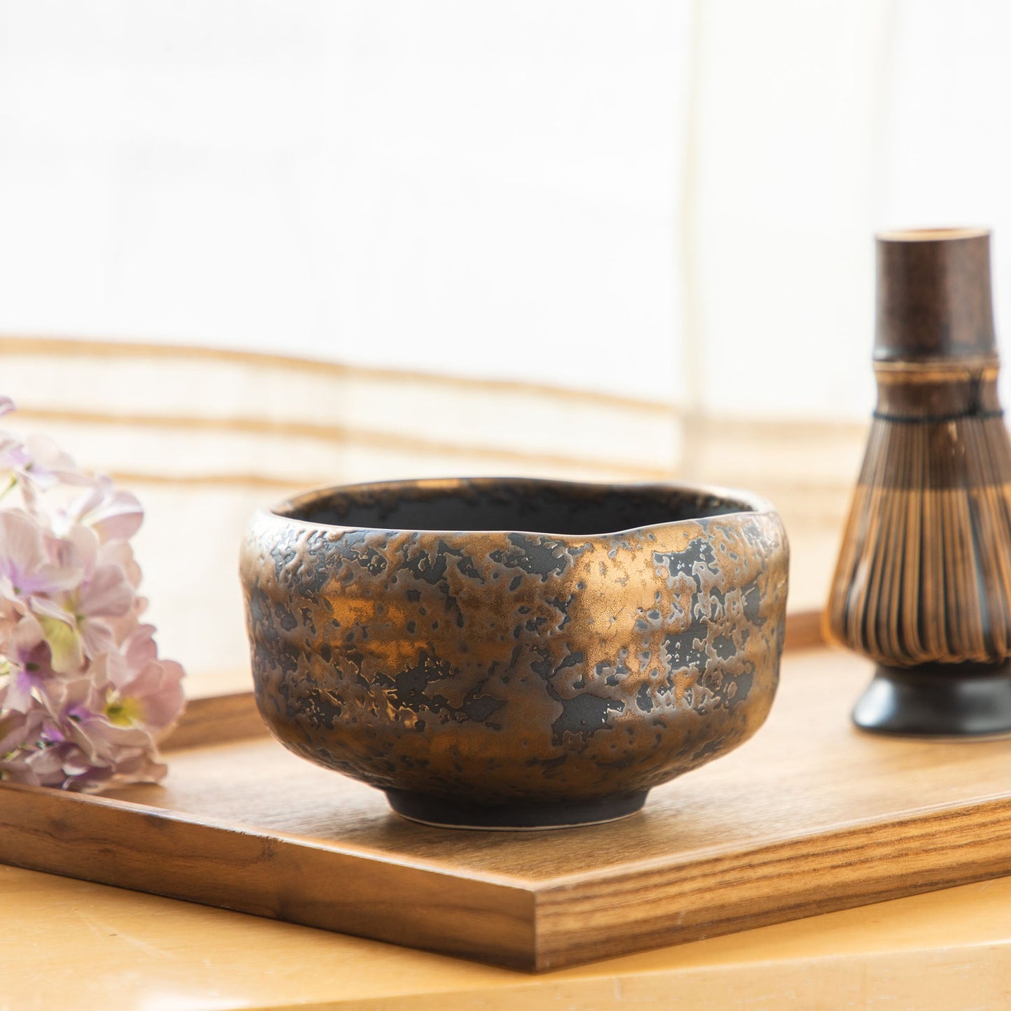 日本Asayu Kogane 抹茶碗｜金色釉面 × 復古窯變質感 | 日式美學 | 職人手作