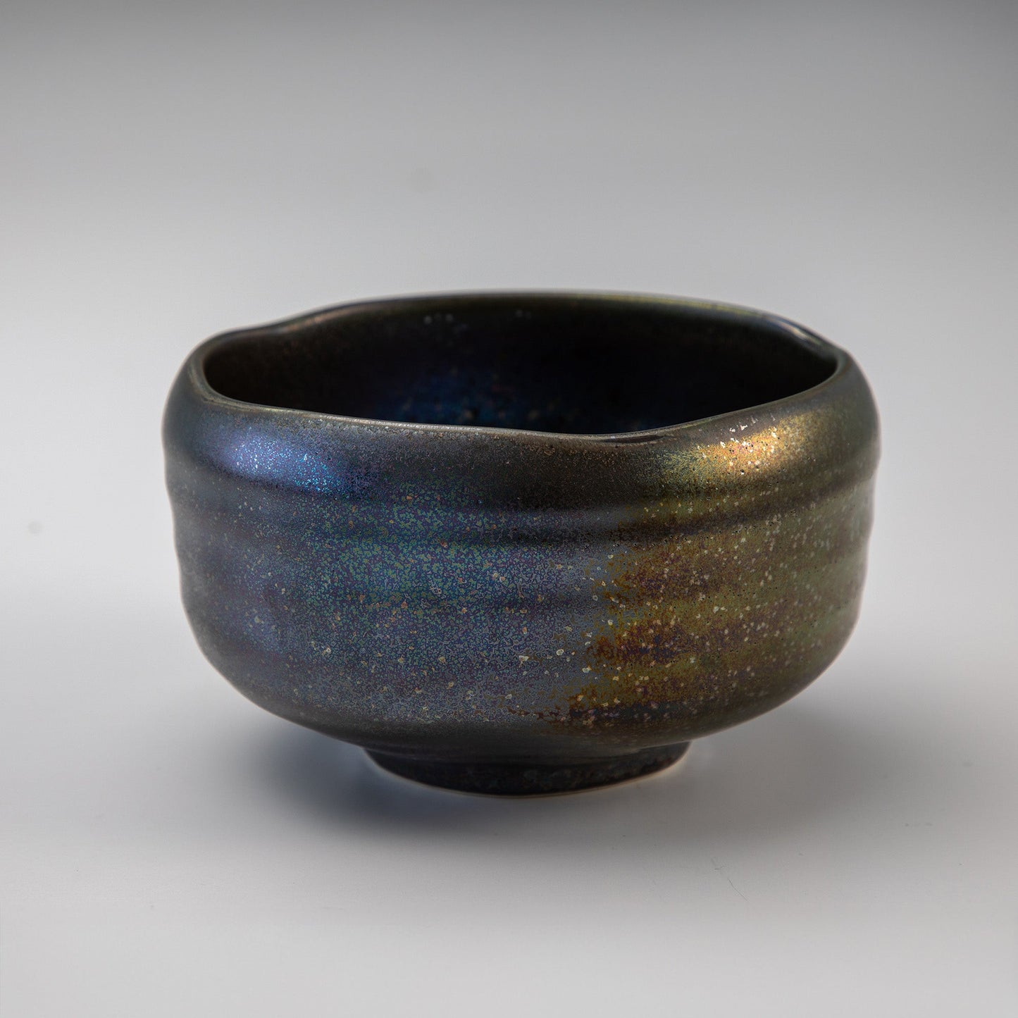 日本Asayu Sazanami 抹茶碗｜流光藍金釉 × 侘寂窯變質感 | 日式美學 | 職人手作
