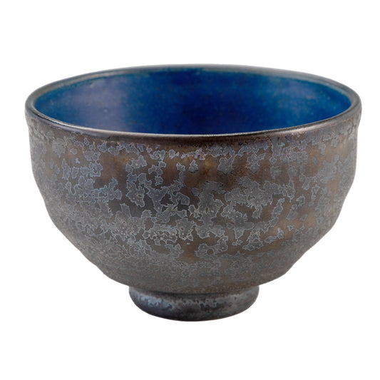日本Asayu Kurogane Blue 抹茶碗｜深藍釉面 × 鐵鏽金屬質感 | 日式美學 | 職人手作