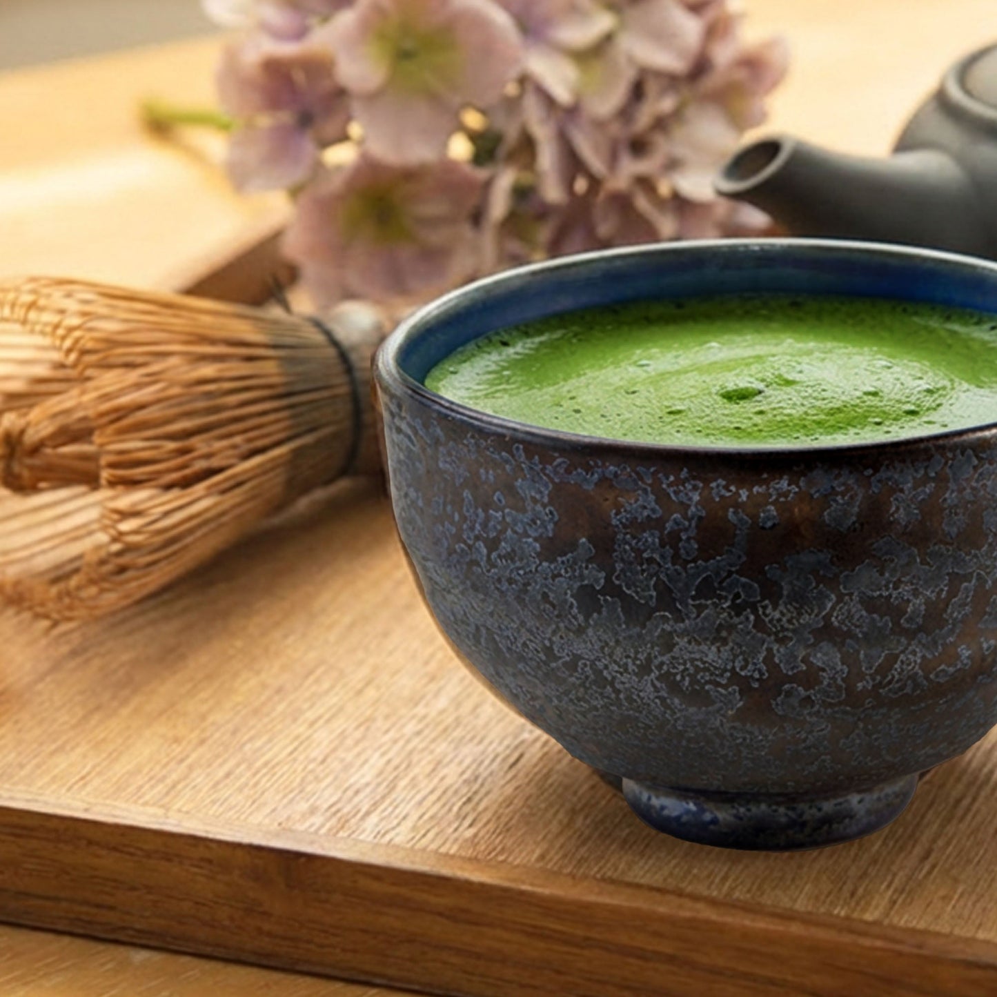 日本Asayu Kurogane Blue 抹茶碗｜深藍釉面 × 鐵鏽金屬質感 | 日式美學 | 職人手作