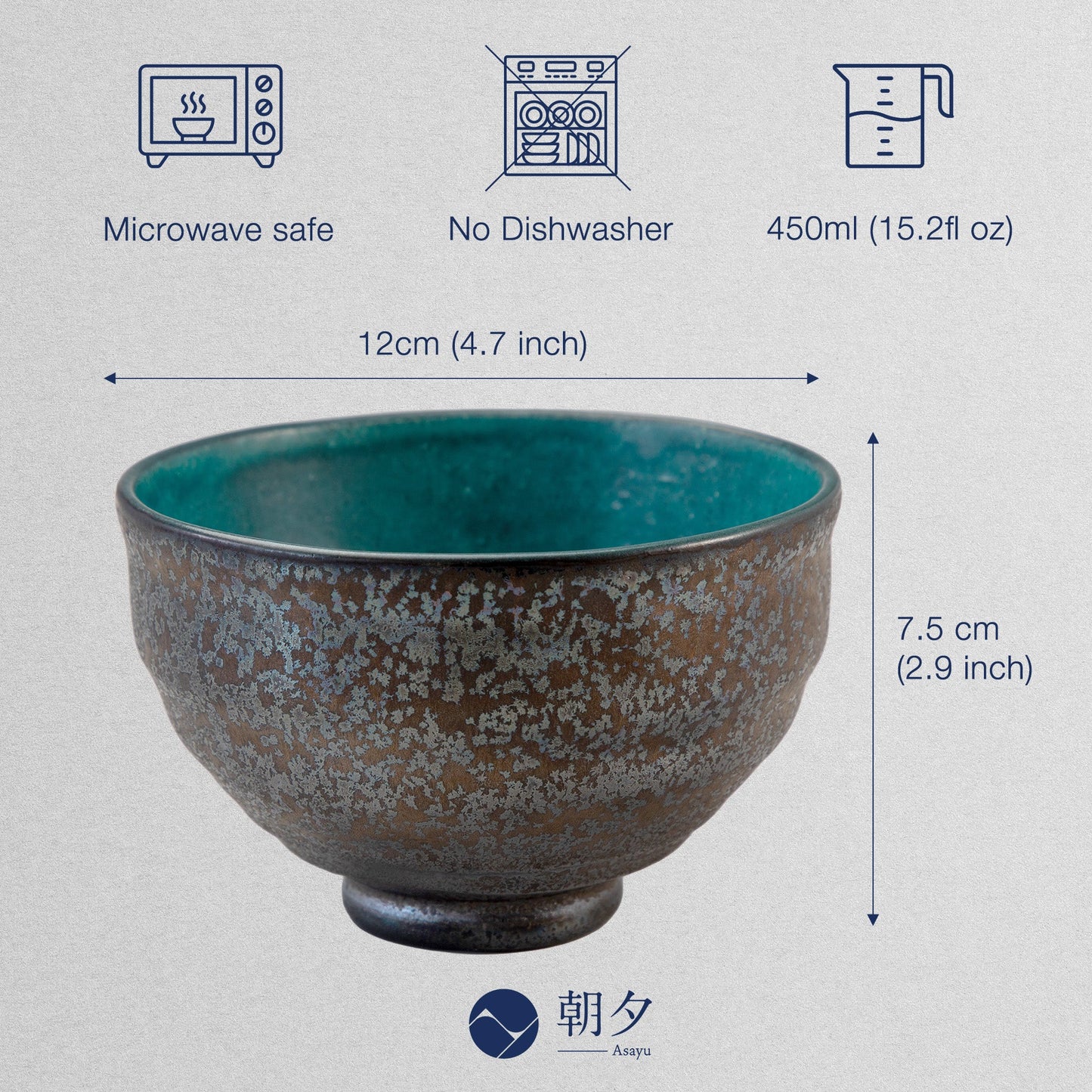 日本Asayu Kurogane Turquoise 抹茶碗｜湖水藍釉 × 鐵鏽金屬質感 | 日式美學 | 職人手作