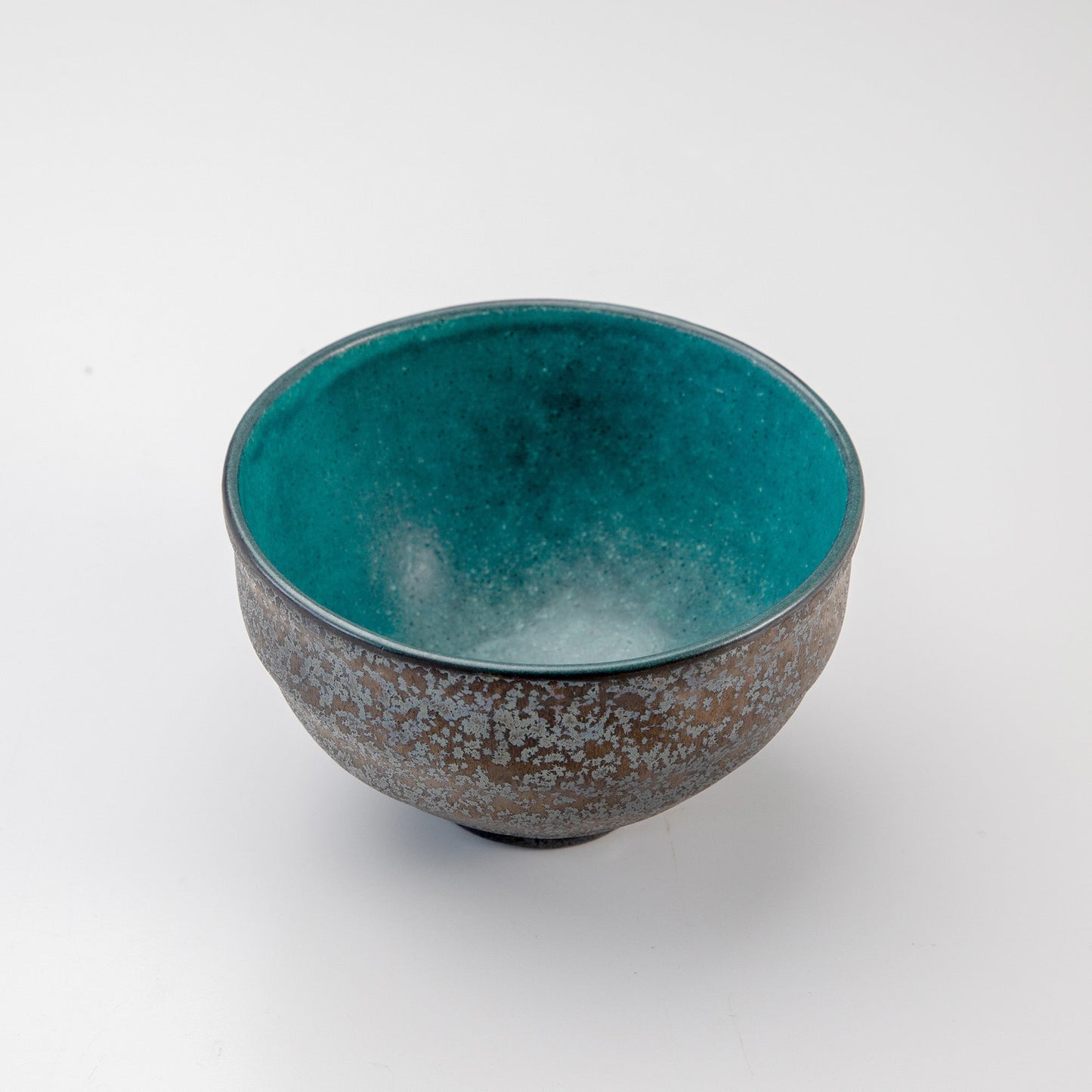 日本Asayu Kurogane Turquoise 抹茶碗｜湖水藍釉 × 鐵鏽金屬質感 | 日式美學 | 職人手作