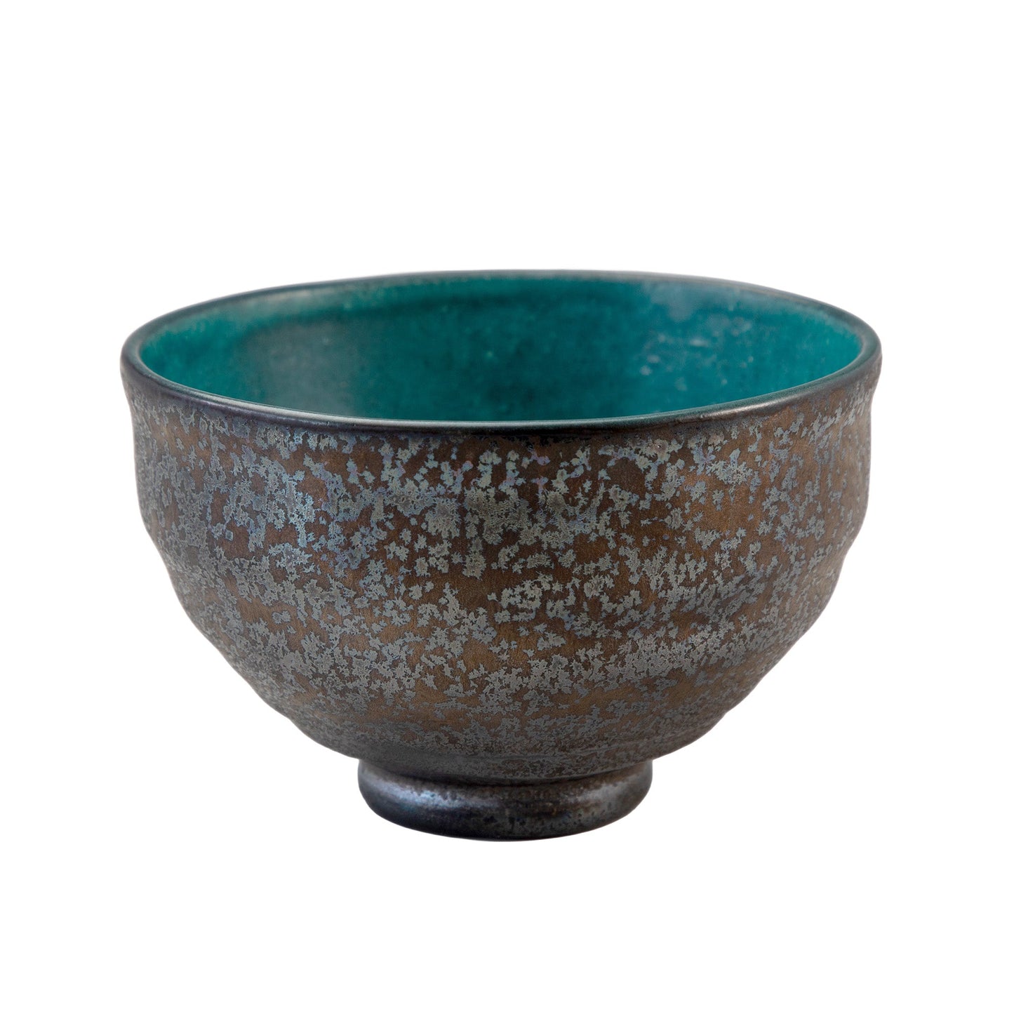 日本Asayu Kurogane Turquoise 抹茶碗｜湖水藍釉 × 鐵鏽金屬質感 | 日式美學 | 職人手作
