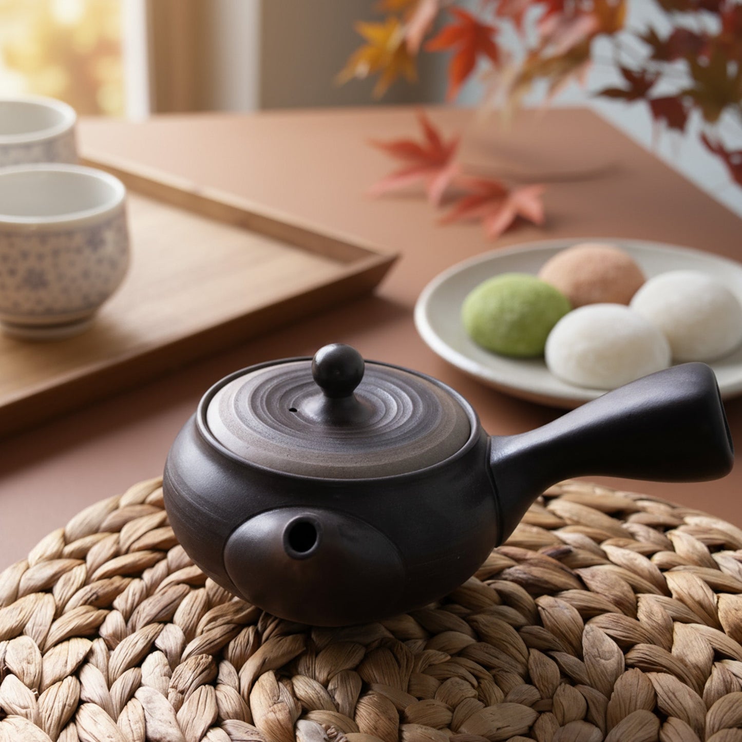 日本Asayu 盛正霧黑 側把茶壺 280ml｜常滑燒 陶器 | 日式美學 | 職人手作