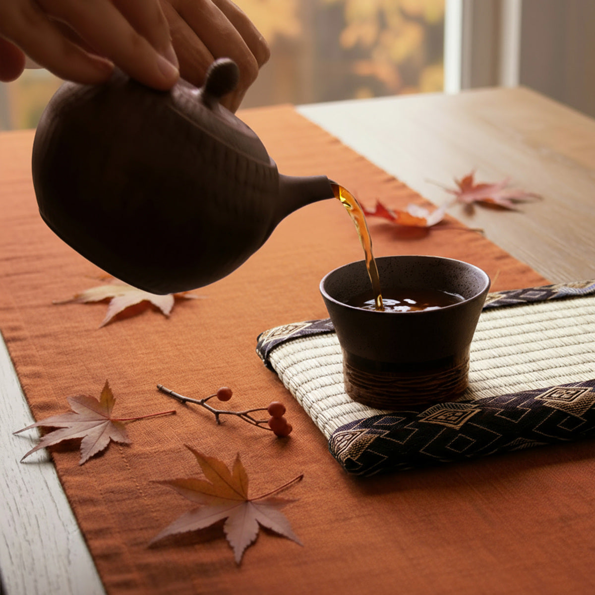 日本Asayu 飛鑽紋 側把茶壺 360ml｜常滑燒 陶器 | 日式美學 | 職人手作