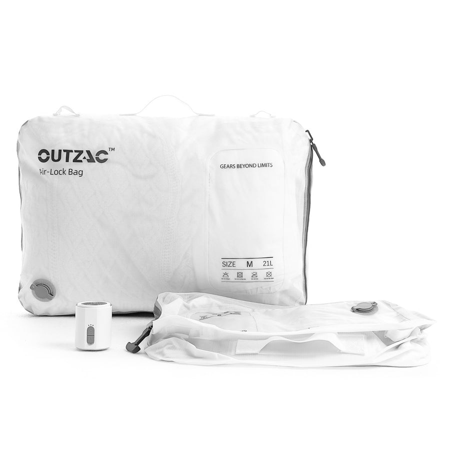 OUTZAC Pump X AIR LOCK BAG｜終極真空收納袋系統・60 秒壓縮 90% 空間・21L 大容量・可重複使用・防水防霉｜Travel Vacuum Storage Bag