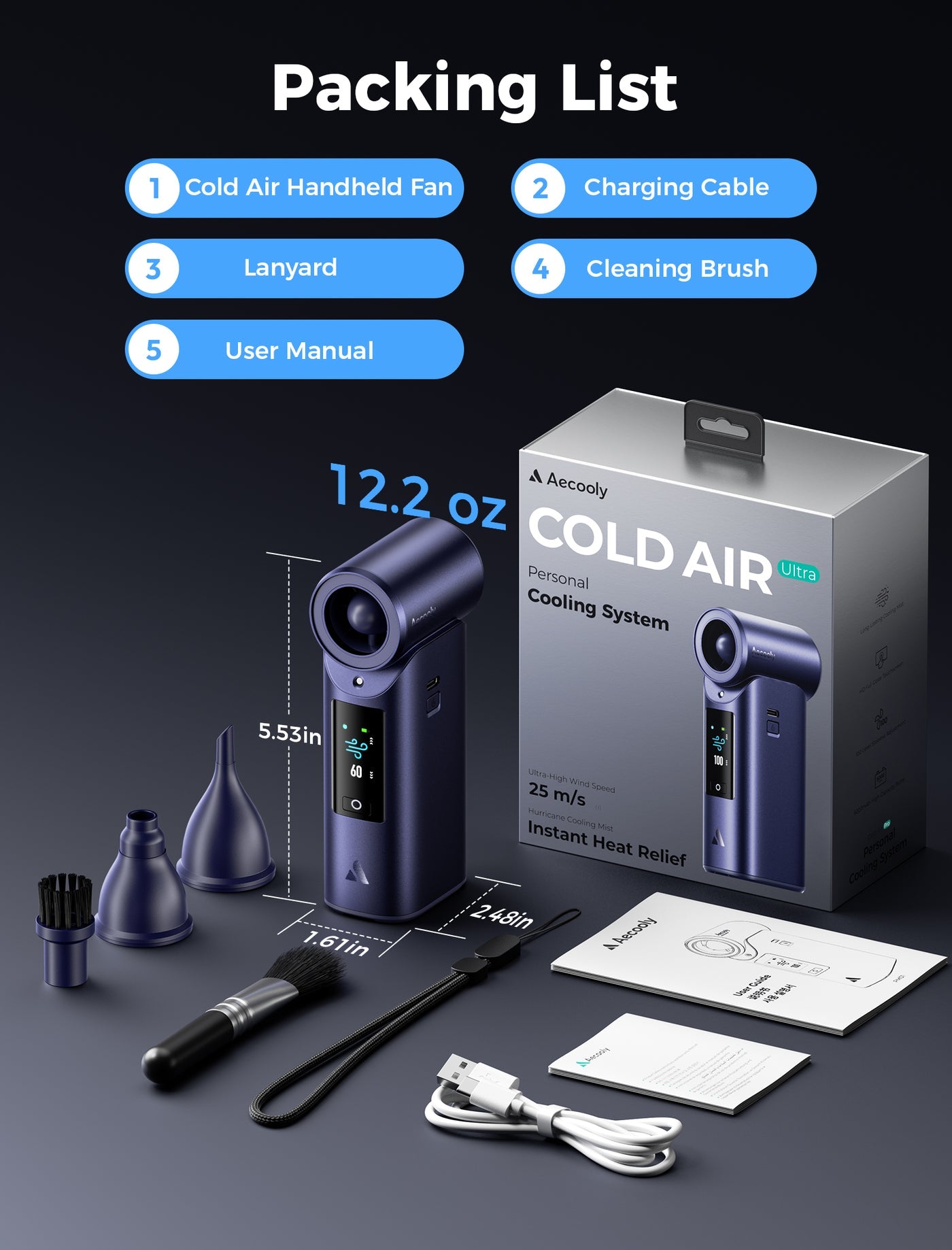 【現貨！庫存緊張！】Aecooly Cold Air 高壓氣動冰霧風炮｜10 秒降 10°C 風力冰霧雙重狂降 · 70,000 RPM 風速 25m/s · 雙磁吸風嘴