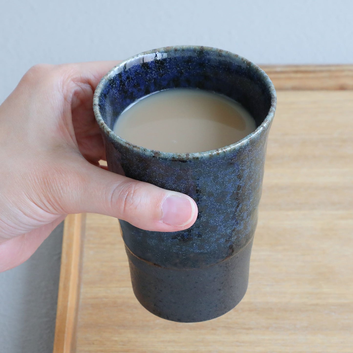 日本Asayu 【藍影夜語】日式手工陶瓷茶杯 310ml | 日式美學 | 職人手作