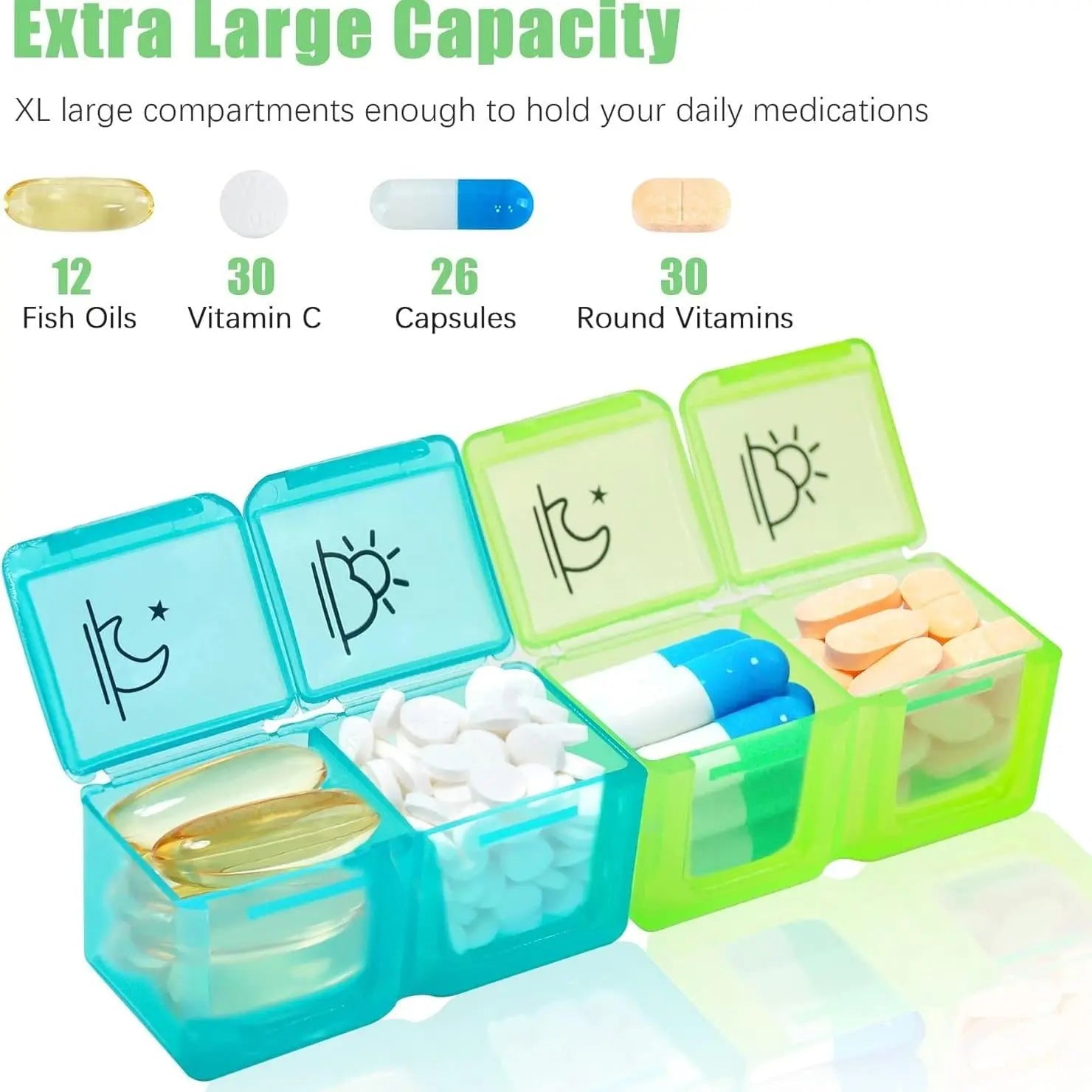 【告別健忘】31日AM/PM藥物收納盒 | 一個月藥量分類 | 旅行便攜藥盒 老友記彩虹分藥盒 積木藥盒 日曆藥盒 PriseMall