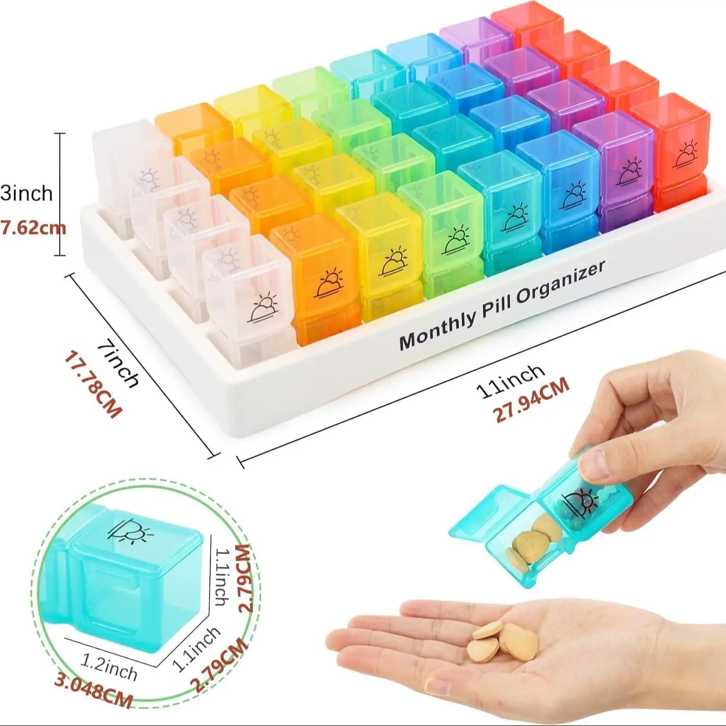 【告別健忘】31日AM/PM藥物收納盒 | 一個月藥量分類 | 旅行便攜藥盒 老友記彩虹分藥盒 積木藥盒 日曆藥盒 PriseMall