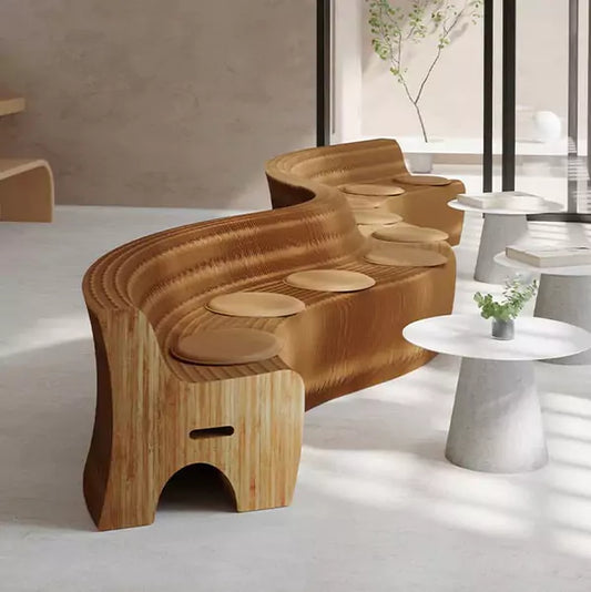 六/九人棕白沙發 │ 風琴牛皮紙折疊家具 | ihpaper（一套兩件）