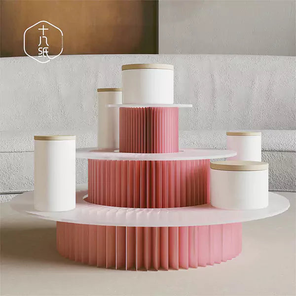Tiered Island Display Stand | Accordion Kraft Paper Folding Furniture | ihpaper (Set of Two)
