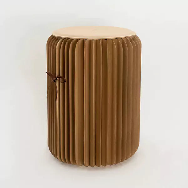 可摺疊小圓櫈 │ 風琴牛皮紙折疊家具 | ihpaper