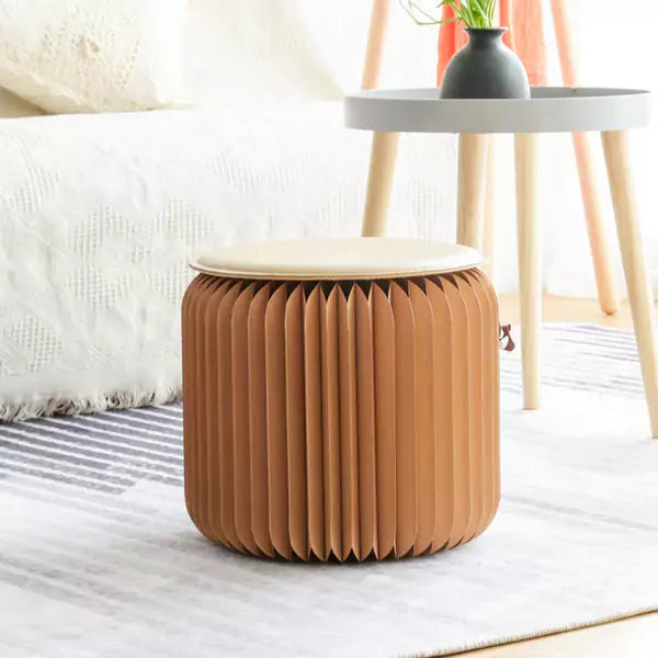 可摺疊小圓櫈 │ 風琴牛皮紙折疊家具 | ihpaper