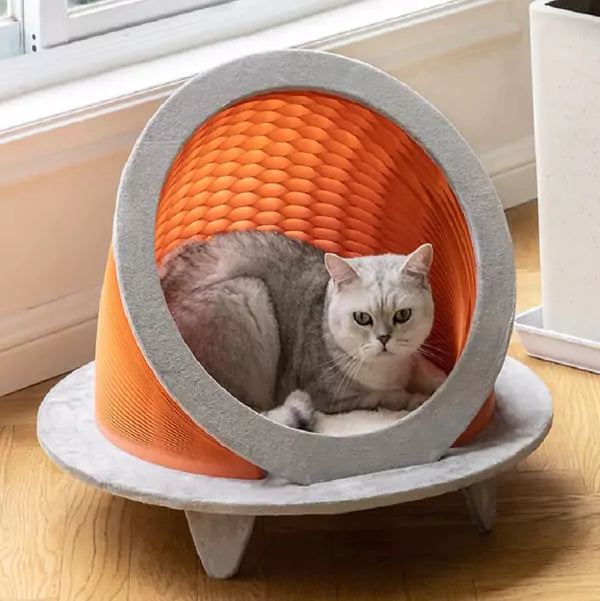 ihpaper | Time Machine Cat Scratcher/House │ Accordion Kraft Paper Foldable Furniture