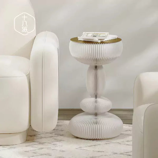 Evening Drum Side Table │ Accordion Kraft Paper Folding Furniture | ihpaper (Set of Two)