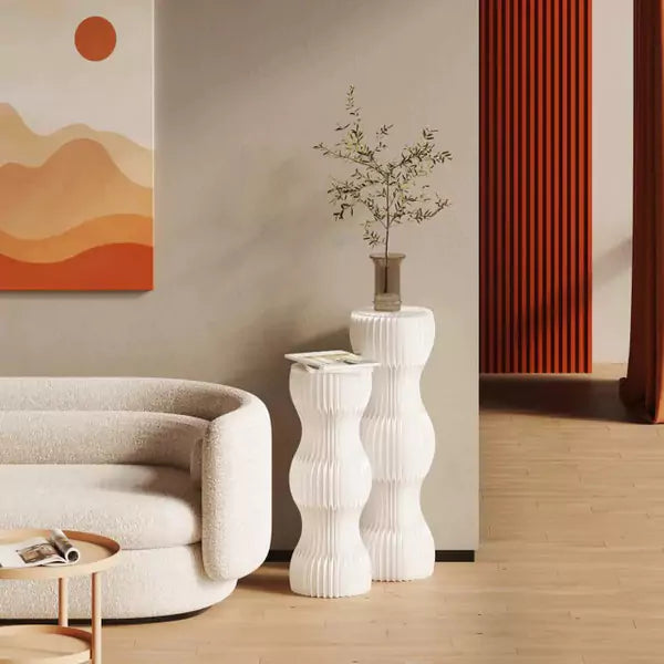 Wave Column Display Stand │ ihpaper Accordion Kraft Paper Folding Furniture (Set of two)