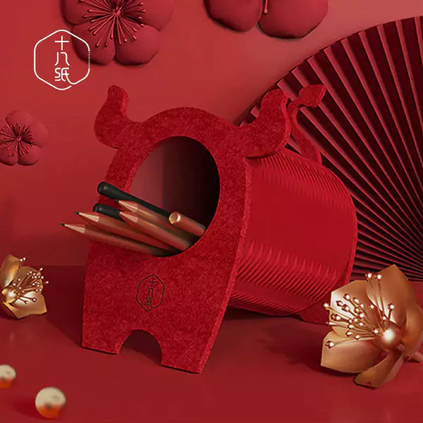 Niu Niu Pen Holder │ Accordion Kraft Paper Folding Furniture | ihpaper (Set of Two)