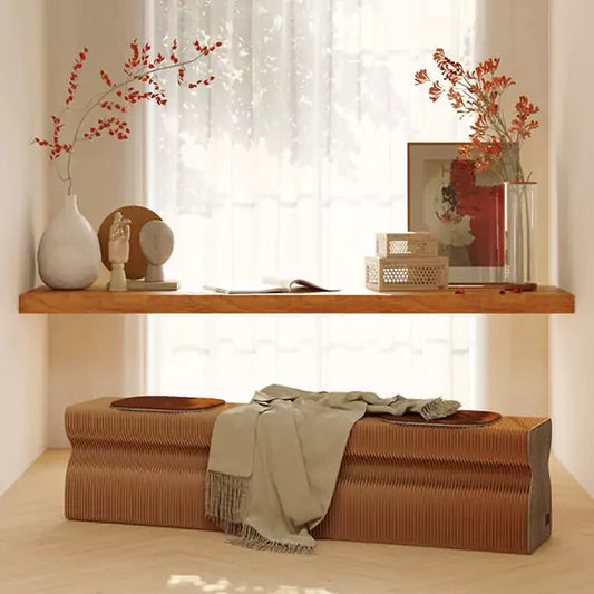 褶疊吐司長櫈 │ 風琴牛皮紙折疊家具 | ihpaper（一套兩件）