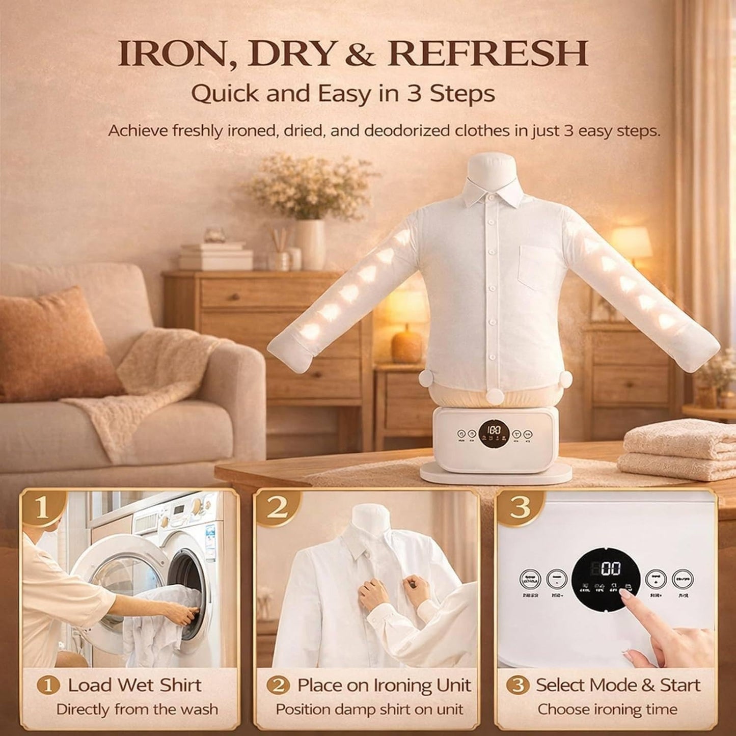 【全自動護衣神器】智能充氣式自動熨乾機 | 一鍵除皺 烘乾熨燙二合一